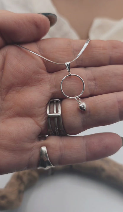 Sterling Silver Heart Day Collar | 2mm Herringbone Necklace