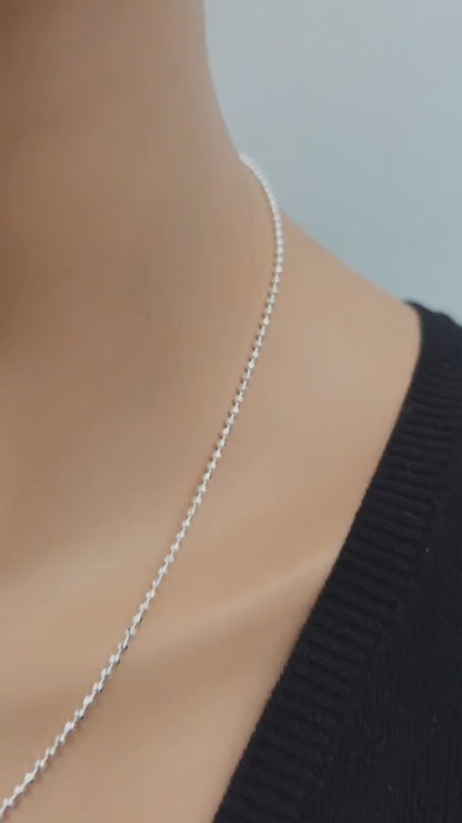 925 Sterling Silver Eternity O Ring Necklace Day Collar 2mm Diamond Cut Ball Chain – 3 Sizes, Permanent Options Committment Jewelry