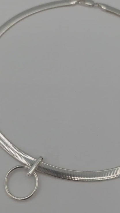 Reversible Sterling Silver & Gold Vermeil Omega Collar Necklace – 6mm Dual-Tone O-Ring Day Collar