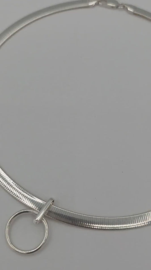 Reversible Sterling Silver & Gold Vermeil Omega Collar Necklace – 6mm Dual-Tone O-Ring Day Collar