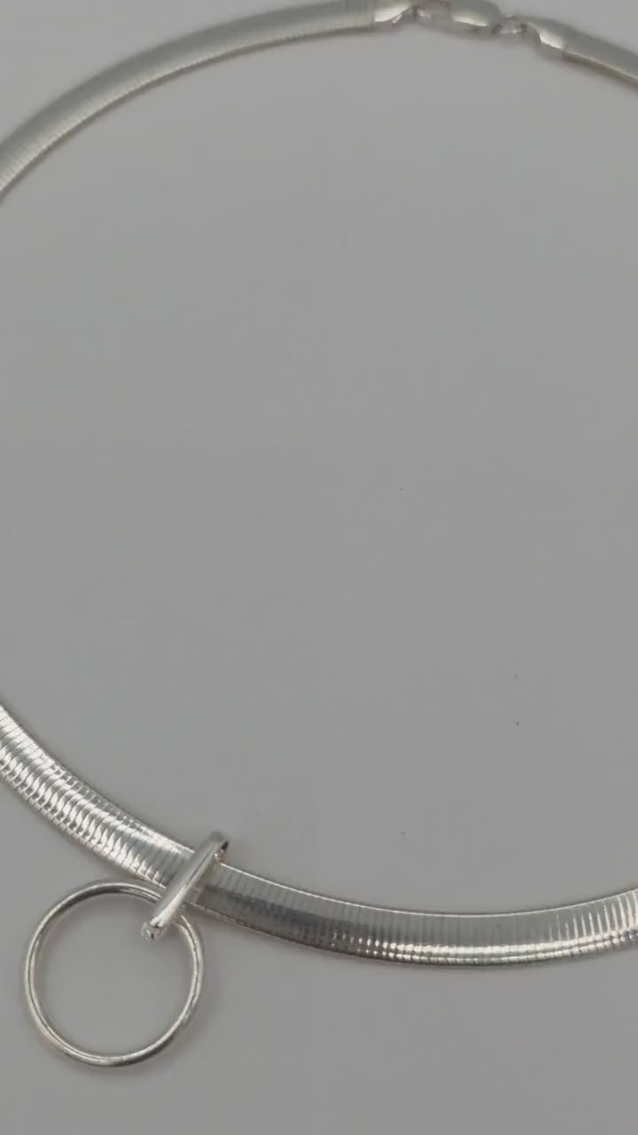 Reversible Sterling Silver & Gold Vermeil Omega Collar Necklace – 6mm Dual-Tone O-Ring Day Collar