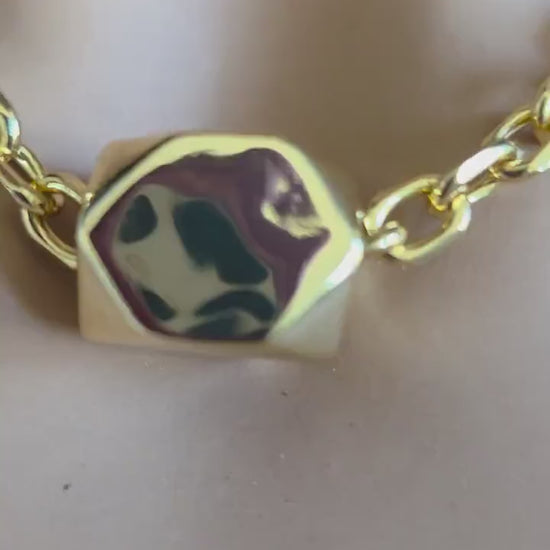 Gold Chunky Chain Choker Necklace: Geometric Bead Statement Jewelry