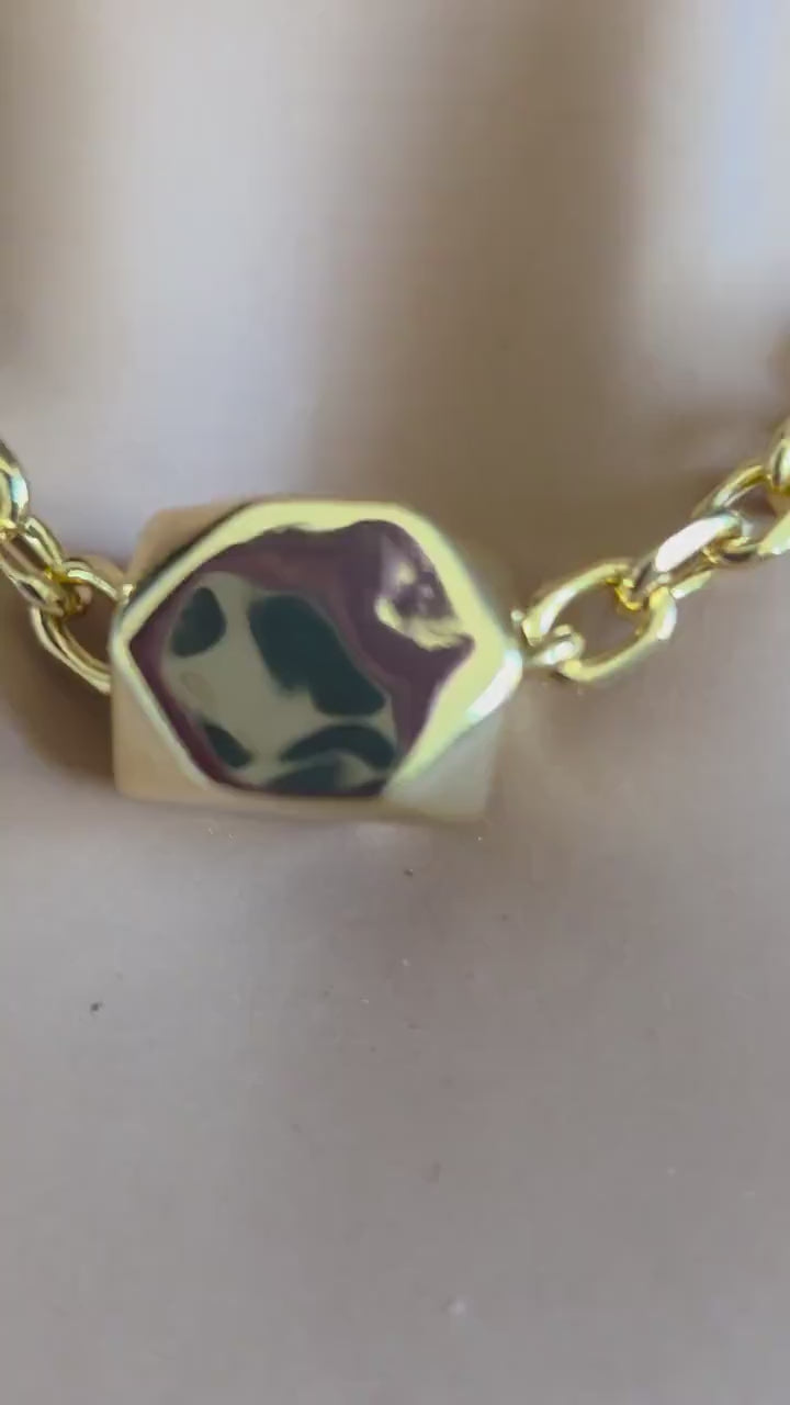Gold Chunky Chain Choker Necklace: Geometric Bead Statement Jewelry