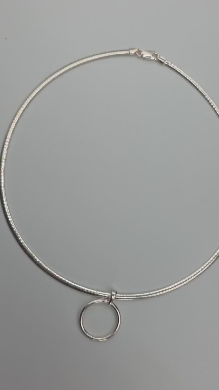 925 Sterling Silver Omega Chain Pendant Eternity O Ring Necklace Day Collar – Permanent Options Committment Jewelry