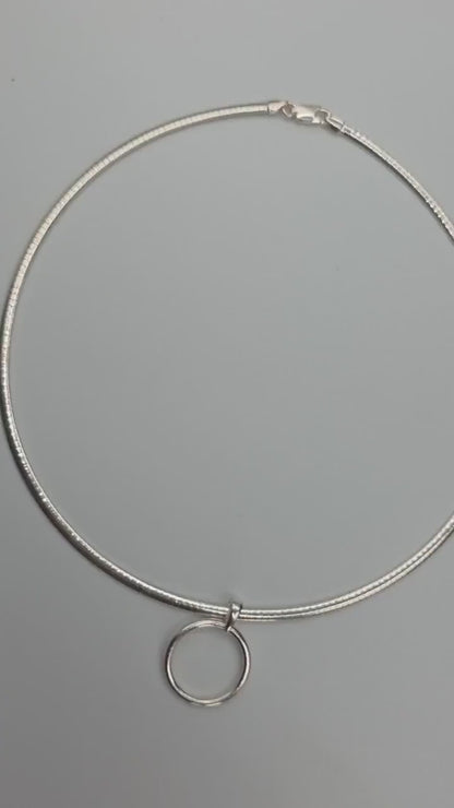 925 Sterling Silver Omega Chain Pendant Eternity O Ring Necklace Day Collar – Permanent Options Committment Jewelry