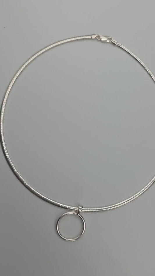 925 Sterling Silver Omega Chain Pendant Eternity O Ring Necklace Day Collar – Permanent Options Committment Jewelry