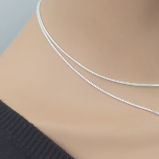 925 Sterling Silver Layered Snake Chain Eternity O Ring Necklace - All One Necklace, Committment Jewelry