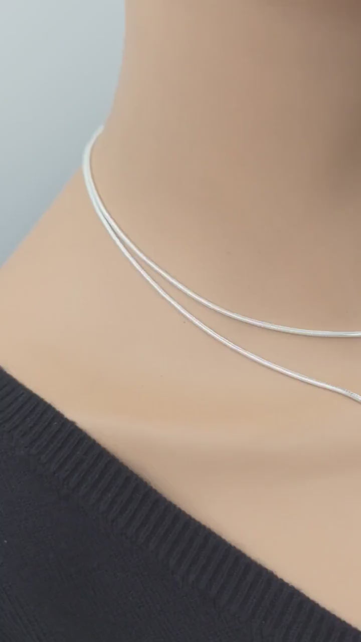 925 Sterling Silver Layered Snake Chain Eternity O Ring Necklace - All One Necklace, Committment Jewelry