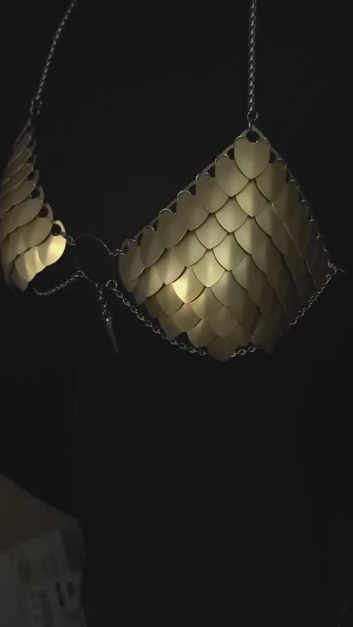 Gold Scalemail Armor Top: Fantasy Cosplay Costume