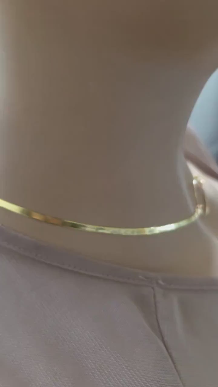Gold Filled Day Collar — Herringbone Chain with O-Ring Centre | 15"–17" Adjustable