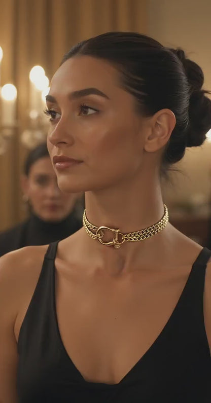 Shackle Lock Day Collar Gold Halskette - Chunky Intime Paare Ästhetische Verriegelung Choker