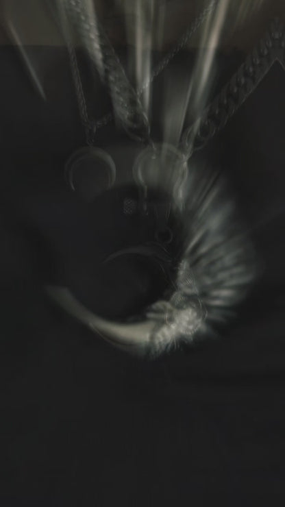 Set di collane con ciondoli gotici a strati con stella e mezzaluna: Gioielli celesti di dichiarazione in acciaio