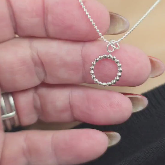 925 Sterling Silver Eternity O Ring Necklace Day Collar on Dainty Ball Chain – 2 Sizes, Committment Jewelry