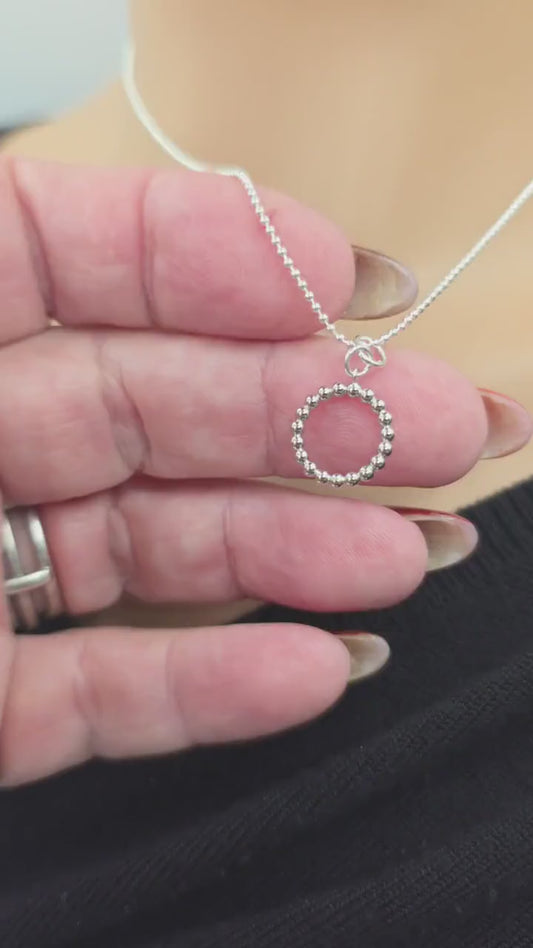 925 Sterling Silver Eternity O Ring Necklace Day Collar on Dainty Ball Chain – 2 Sizes, Committment Jewelry