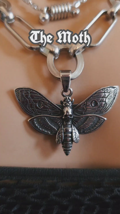 Death Moth Gothic Herren Anhänger Multi Strand Chunky Halskette Set