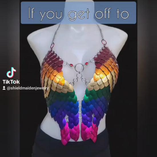 Rainbow Scalemail Breastplate: Metal Corset Armor, Fairy Cosplay