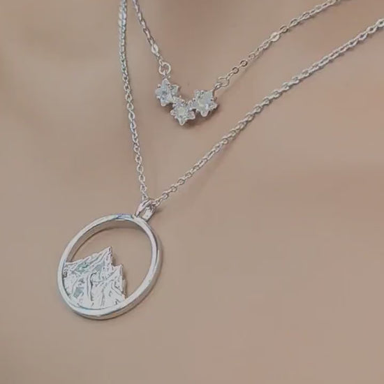 Three Stars Over the Mountain - A Fae Court | Sterling Silver Layered Necklace Set | Bookish Celestial Jewelry