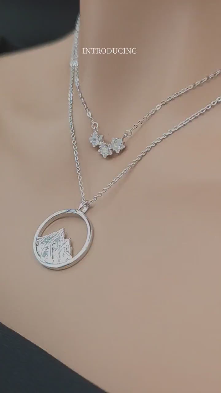 Three Stars Over the Mountain - A Fae Court | Sterling Silver Layered Necklace Set | Bookish Celestial Jewelry