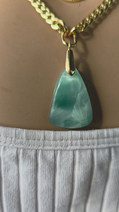 Hämimorphit-Anhänger Gold Lagen-Halsketten Set, Tropische Palme & Krebs Zirkon Medaillon