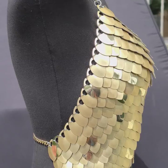 Gold Dragon Fae Scalemail Armor Breastplate Corset: Handmade in Canada Viking Cosplay Fantasy Costume