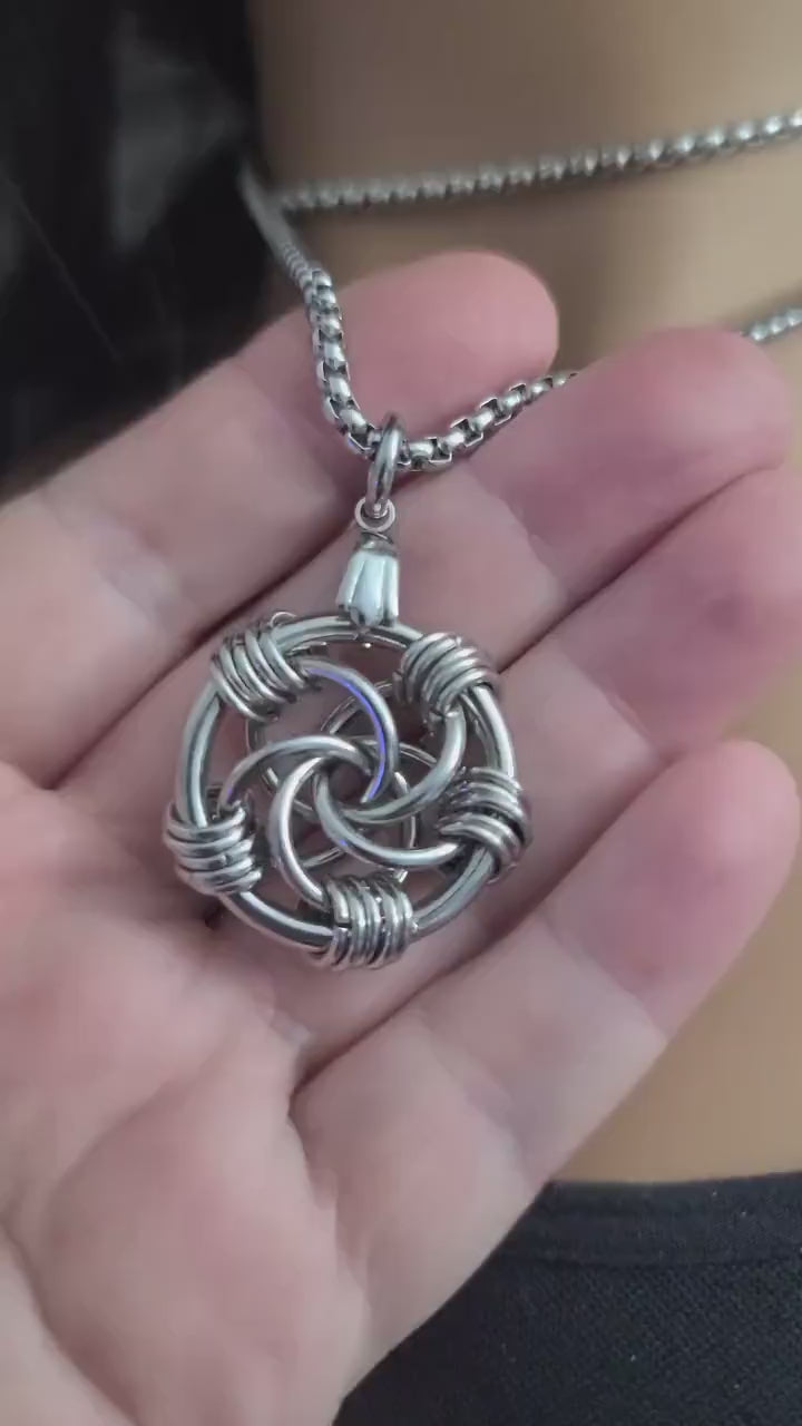 Pagan Shield Maiden Steel Spiral 3-Way Adjustable Chainmail Necklace - Viking Jewelry, norse, witchy, goth necklace, alt jewelry