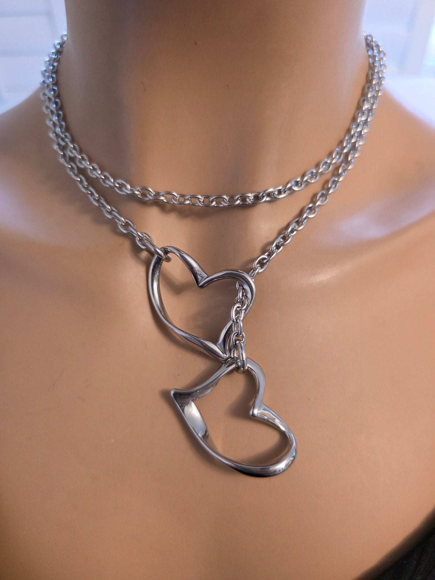 Stainless Steel Slip Chain Leash Style Collar Choker Necklace