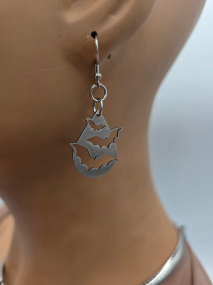Gothic Vampir Fledermaus baumeln Ohrringe: Stahl Ohr Drähte, handgefertigte Halloween Witchy Goth-Schmuck