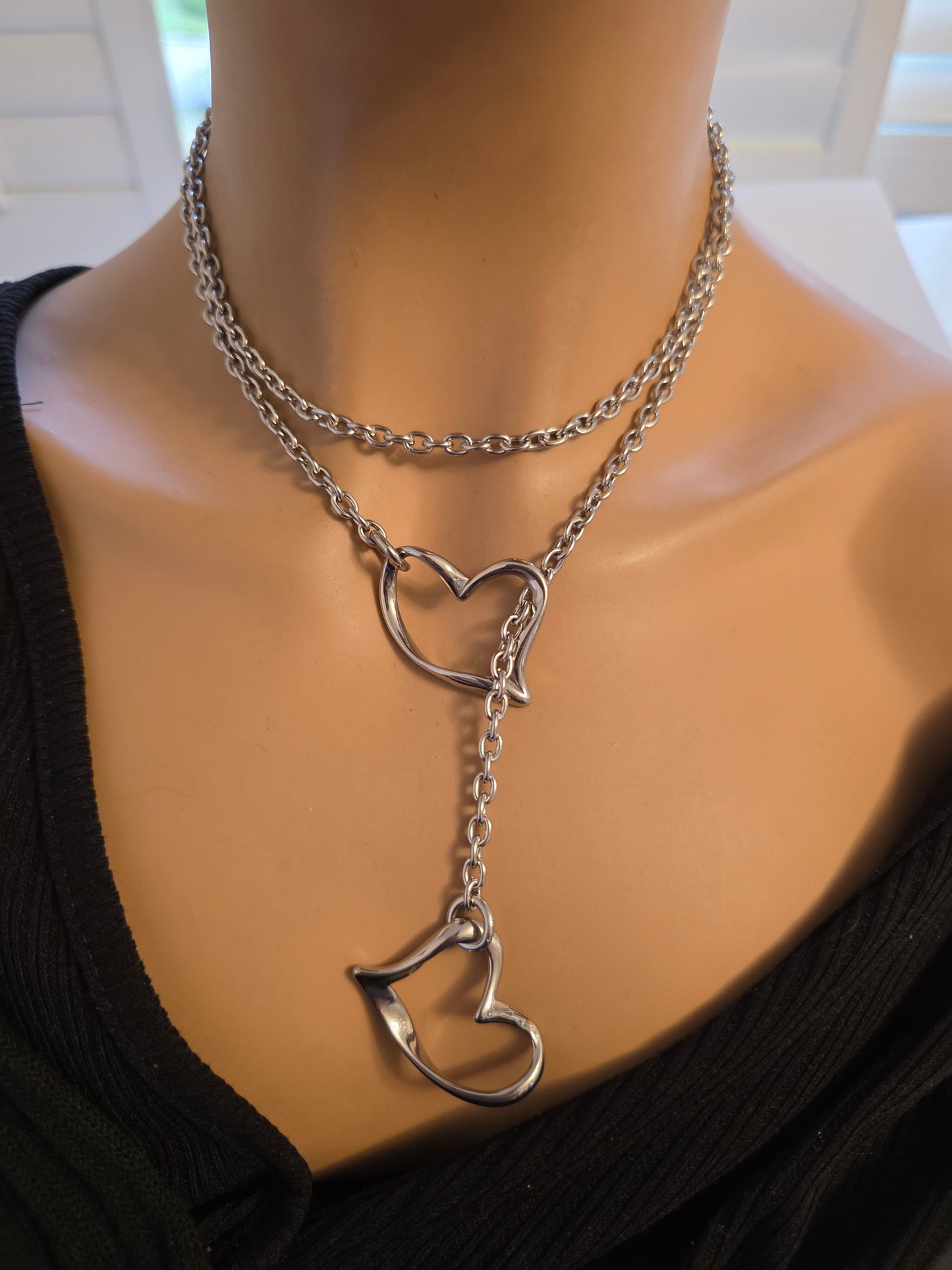 Stainless Steel Slip Chain Leash Style Collar Choker Necklace