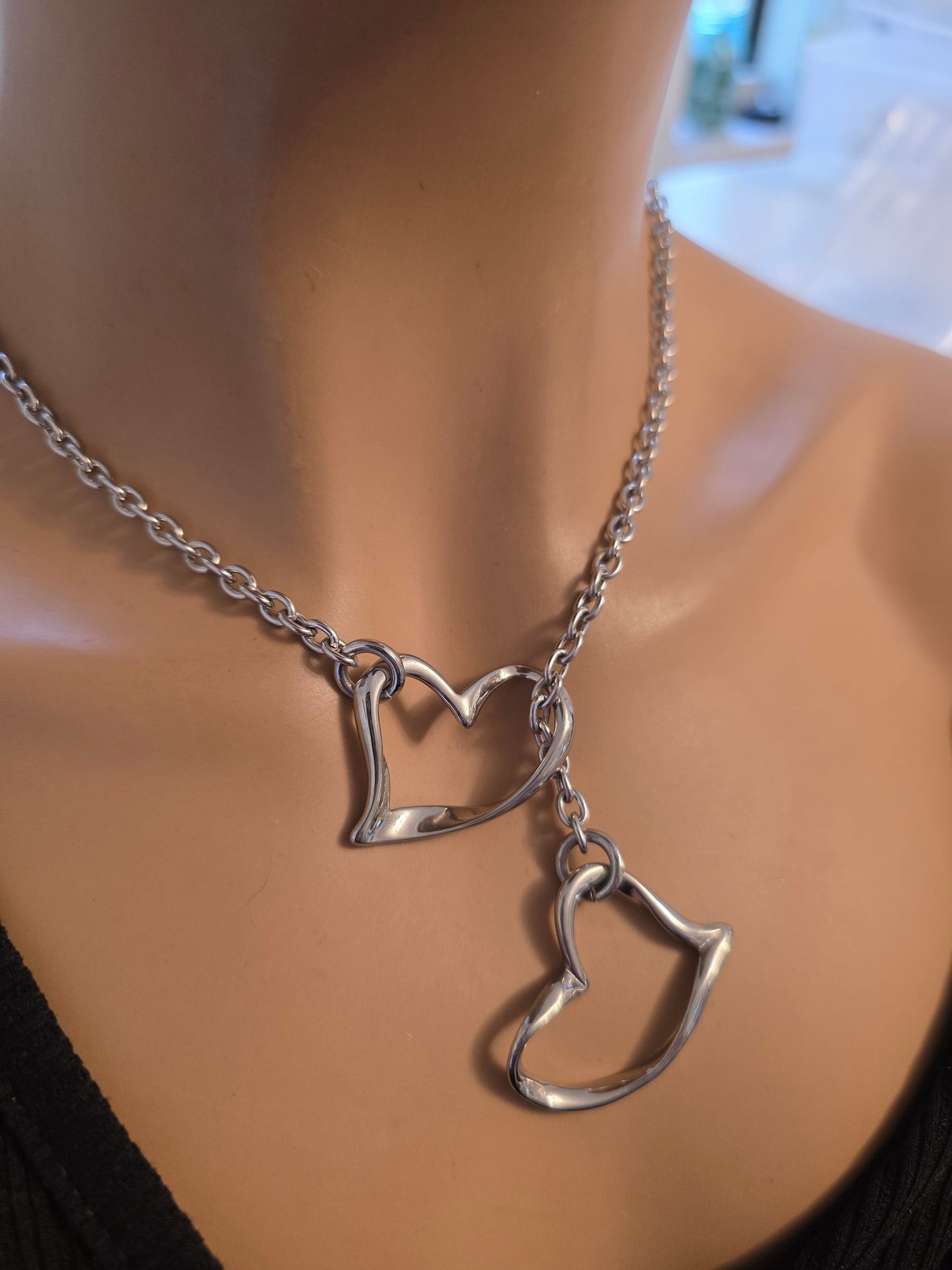 Stainless Steel Slip Chain Leash Style Collar Choker Necklace