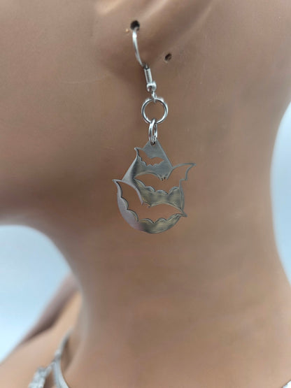 Gothic Vampir Fledermaus baumeln Ohrringe: Stahl Ohr Drähte, handgefertigte Halloween Witchy Goth-Schmuck