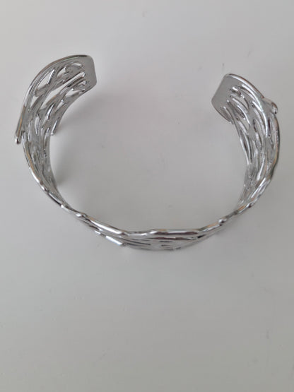 Sea Witch Coral Cuff Bracelet — Wide Statement Cuff — Stainless Steel — Silver