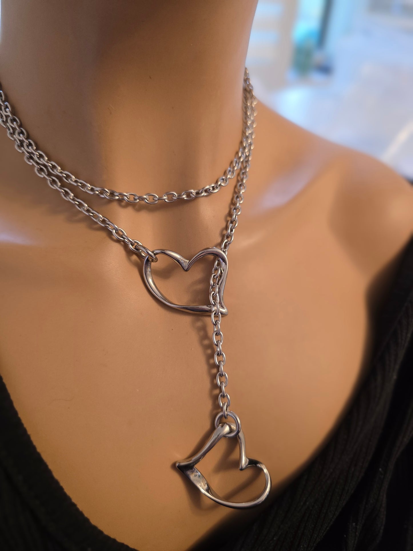 Stainless Steel Slip Chain Leash Style Collar Choker Necklace
