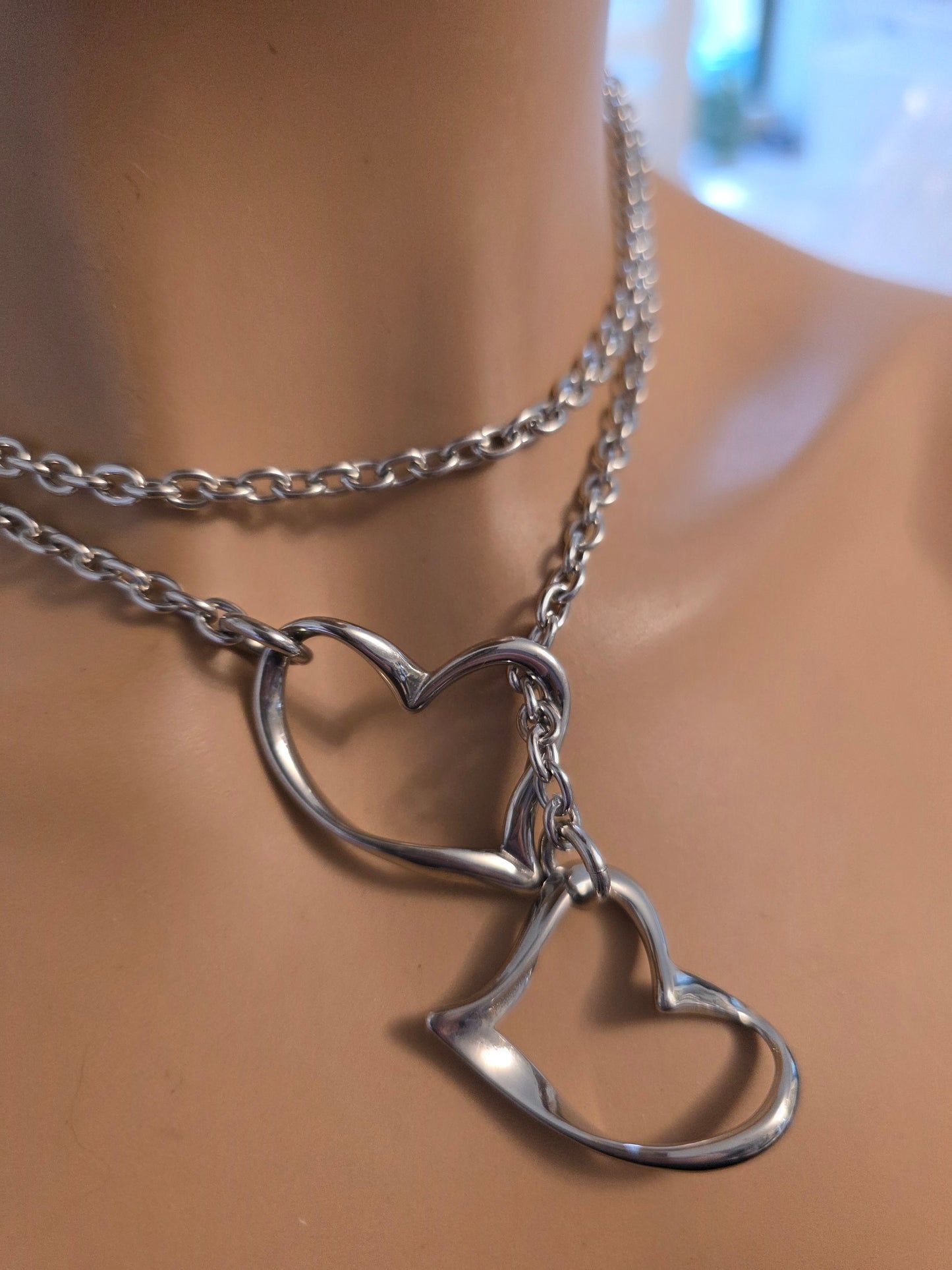 Stainless Steel Slip Chain Leash Style Collar Choker Necklace