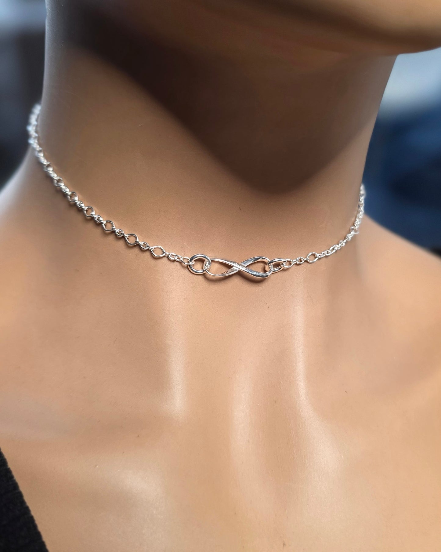 Sterling Silver Day Collar – Eternity Symbol | Minimalist | Optional Locking Clasp