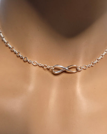 Sterling Silver Day Collar – Eternity Symbol | Minimalist | Optional Locking Clasp