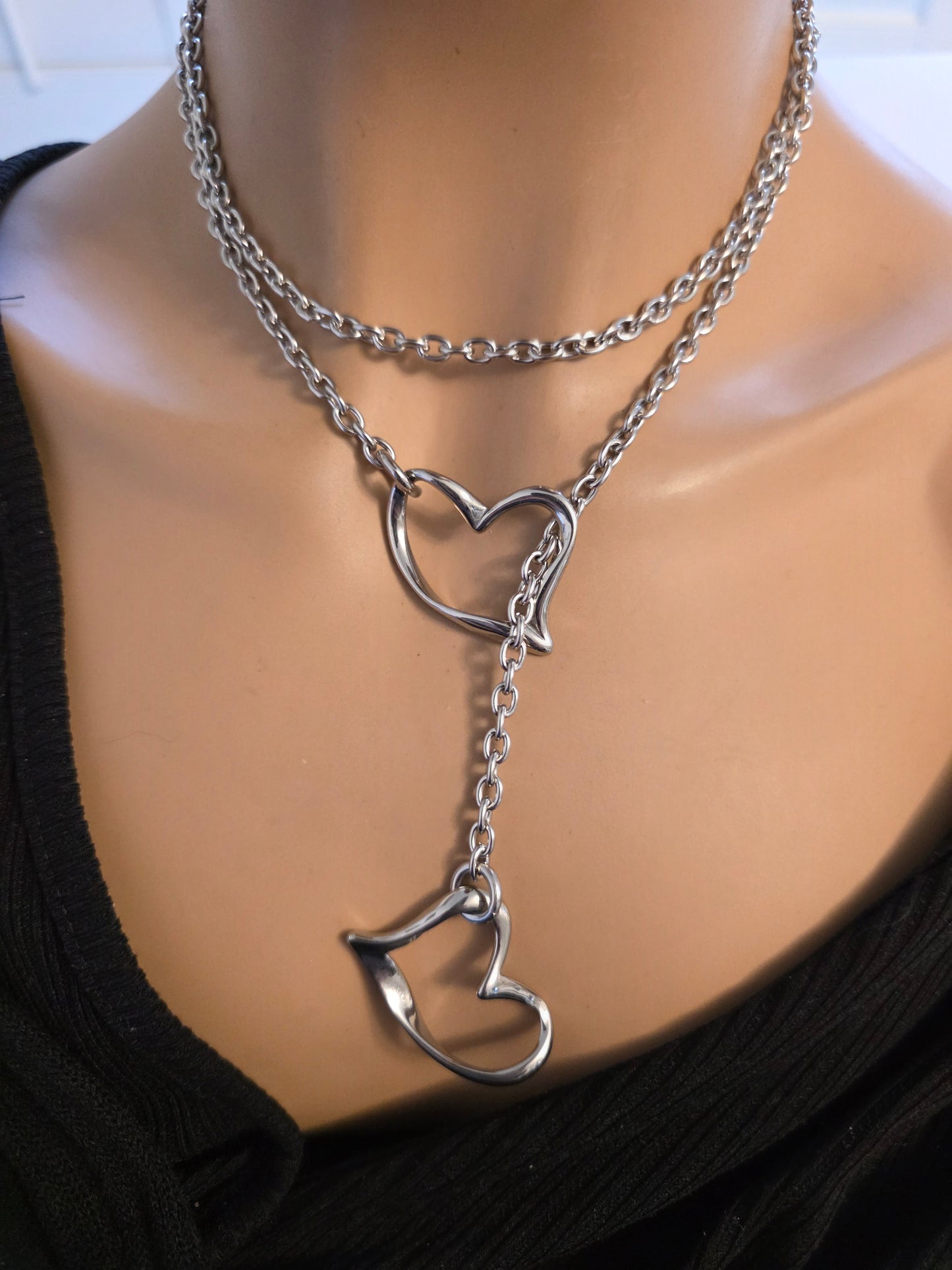 Stainless Steel Slip Chain Leash Style Collar Choker Necklace