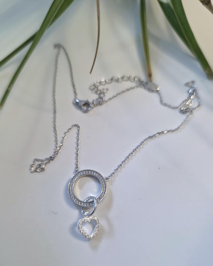 Sterling Silver Cubic Zirconia Heart Day Collar Choker Necklace - Locking Option - Partner Jewelry